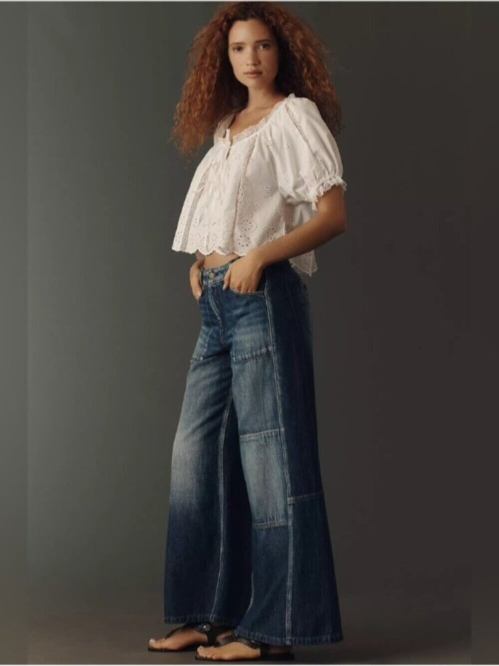 NWT Size 31 - Pilcro Adi Reworked Mid-Rise Relaxed Wide-Leg Jeans  (US$ 158)